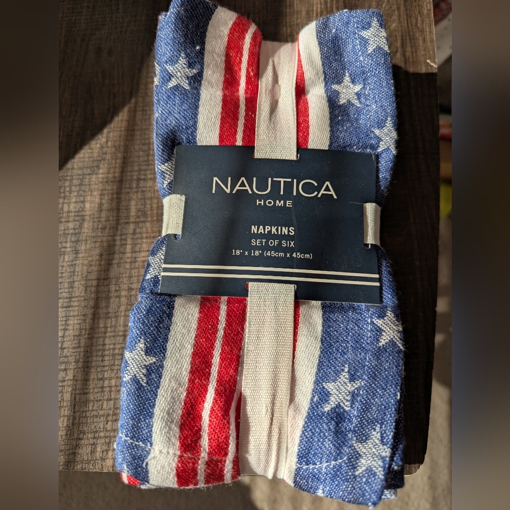Nautica Home American Flag Napkins Set Of 6